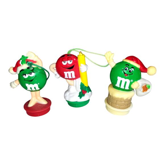 Vintage 90s Mars Inc Lot of 9 M&M Christmas Ornament Toppers Assorted 3 - 3.5" - Picture 3 of 8